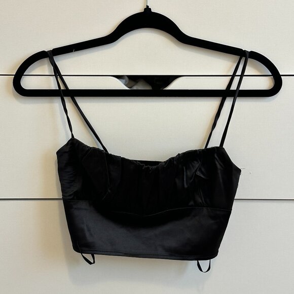 Princess Polly "Sweetheart Crop Top" (Black) - Picture 1 of 5